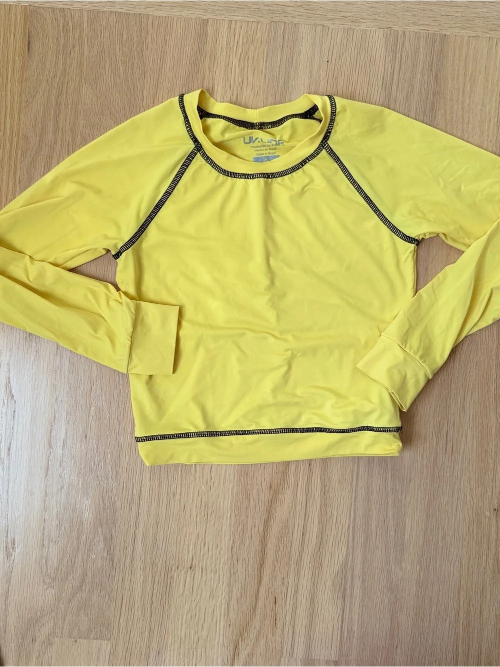 UV.LINE Kids Size 8 Yellow Long Sleeve Rash Guard Swim Shirt Sun Protection UPF